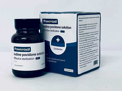 Poweroyal 10% Povidone-Iodine Liquid Topical Solution, Topical Antiseptic for Cuts, Scrapes, Burns, and Minor Skin Wounds