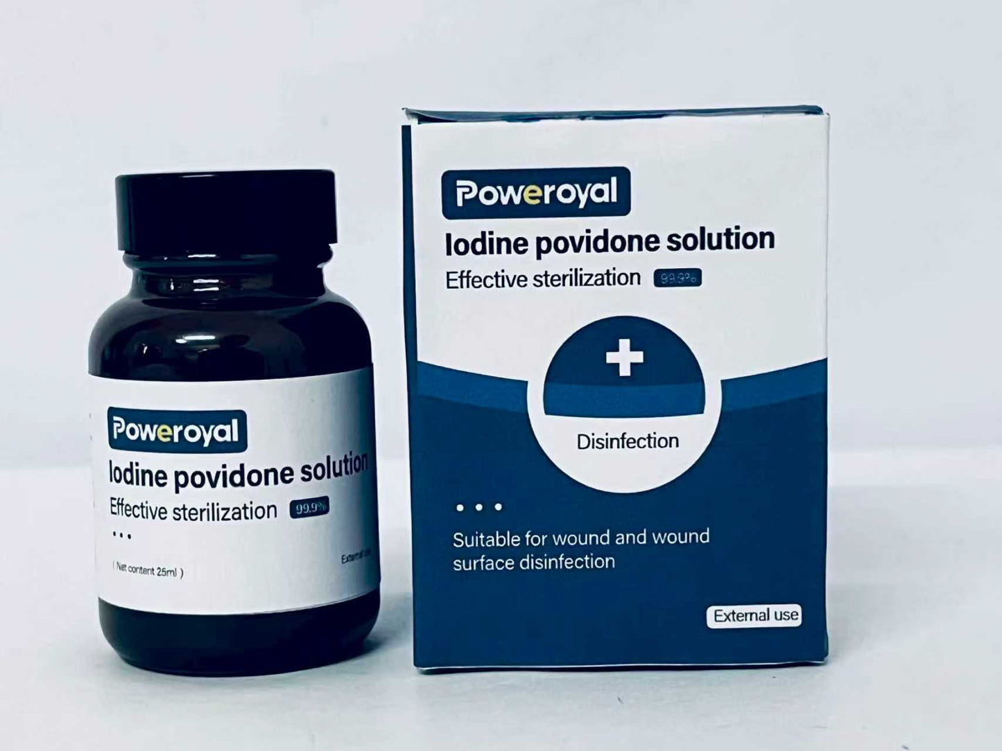 Poweroyal 10% Povidone-Iodine Liquid Topical Solution, Topical Antiseptic for Cuts, Scrapes, Burns, and Minor Skin Wounds