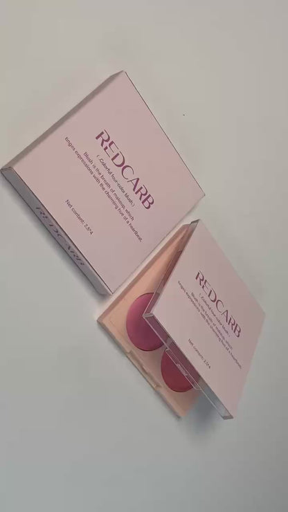 REDCARB Blush 4-pan blush with dimensions 2.5 x 4 (cm/inches),Cruelty-Free Matte Pink and Orange Powder,Shimmer Illuminator Highlighters for a Glowing Look