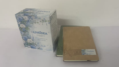LIVEIDEA Journal Notebook for Women Men,256 Pages A5 Hardcover Leather Journals for Writing,Travel,Business,Work & School,College Ruled Notebooks for Note Taking,Diary Notepad 5.7"×8.3"(Brown and green)