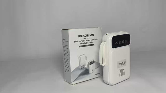 IPEACELION Portable Charger with Built in Cables 5000mAh, USB C Power Bank with 5 Outputs and LED Display, Small & Slim Battery Pack Compatible with iPhone/iPad/Samsung and Android Devices for Travel
