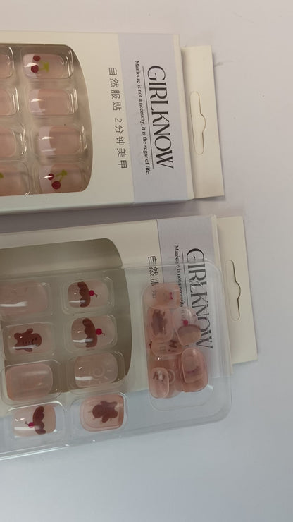 GIRLKNOW False nails Press on Nails Short Square Length Full Cover Reusable False Nails Kits, Glue on Nails with Animal Floral Designs Artificial Glossy Fingernails Acrylic Fake Nails for Women Stick on Nails Coffin Shape