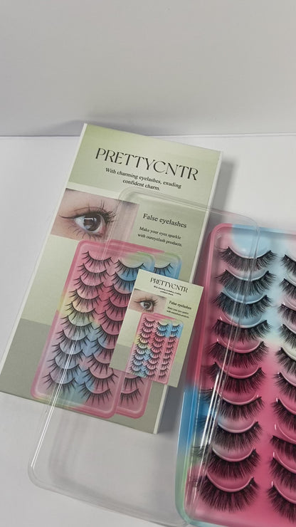 PRETTYCNTR Lashes Natural Look Short Cat Eye Natural Lashes Fluffy Wispy False Eyelashes 10 Pairs Faux Mink Strip Eye Lashes Pack for Daily Makeup (F7 | 6-15mm)