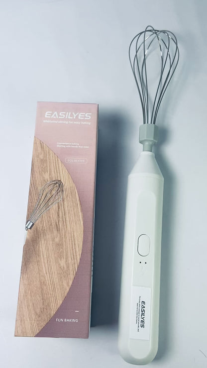 EASILYES Portable Cordless Electric Egg Beater Handheld USB Charging Milk Frother with Stainless Steel Whisk Electric Milk Frother Cordless Hand Mixer Handheld Electric Foam Maker (White)
