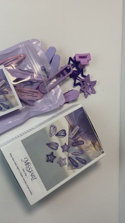 MISSTART Hair barrettes  Metal Star Hairpin Girls Snap Barrettes Plastic Alloy Five-pointed Star Heart Teardrop Rectangle Clip Hair Accessories