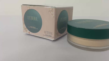 LITTEFUL Sculpted Skin-Perfecting Makeup Setting Powder - Clay - FULL SET (Case & Refill) - Lightweight Powder Foundation Made with 70% Organic Ingredients