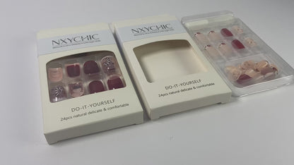 NXYCHIC False nails Christmas Red Press on Nails Short Square Full Cover Gel Nails for New Year Gift