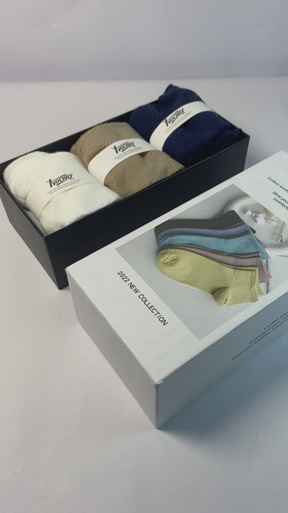 IVOCHIEF  Cotton Short Socks Fashion Breathable Mesh Comfortable Casual Ankle Sock Pack