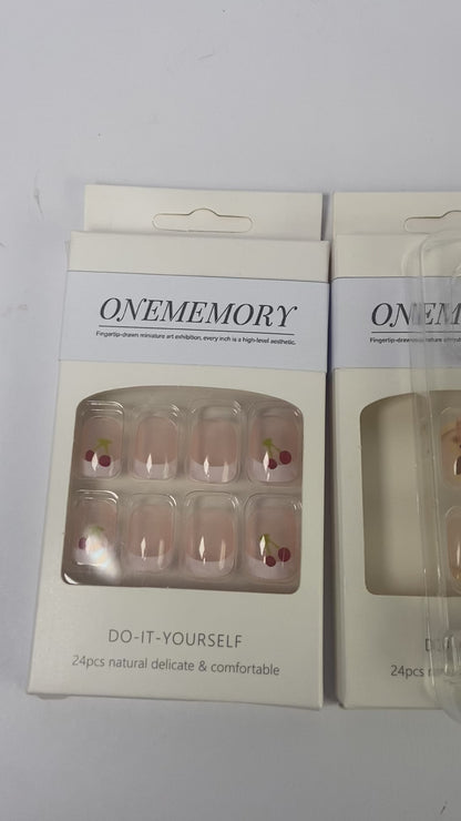 ONEMEMORY False nails Press on Square Nails Medium Glossy Full Cover Acrylic Square Shaped Fake Nails with Charm Glue on Nails Stick on Fingernails for Women Girls