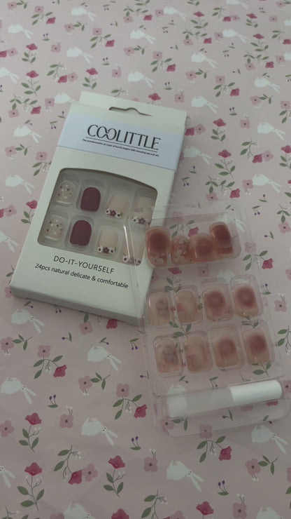 COOLITTLE False nails, Wedding,Reusable Nail Stickers, Artificial Glossy Fake Nails, Press on Fake Nails for Women/Girls