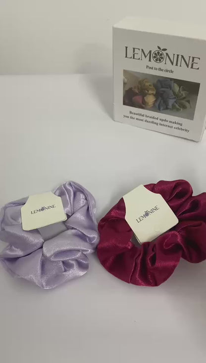 LEMONINE Hair scrunchies Hair Rope 2Pcs Hair Tie Large Intestine Loop Satin Fabric Velvet Head Flower Ladies Head Rope Hair Accessories, Purple and red