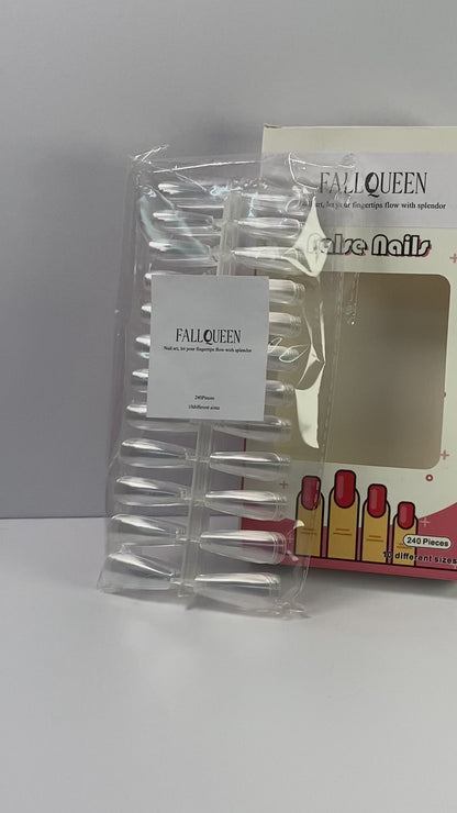 FALLQUEEN False nails Clear Long Stiletto Nail Tips for Manicure Salon DIY Nail Art