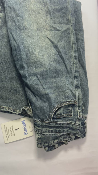 MARSUPER Pants Women's Jeans High Waisted Straight Leg Welt Pockets