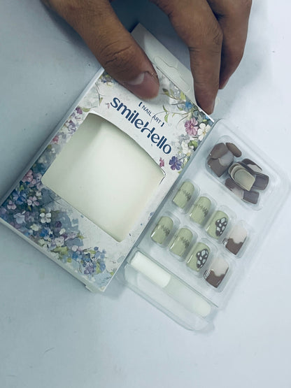 smileHello False nails Short Length Press on Nails, Artificial Acrylic Fake Nails for Women, 24PCS Full Cover Reusable False Nails Kits, Glue on Nails Fake Nails for Nail Art