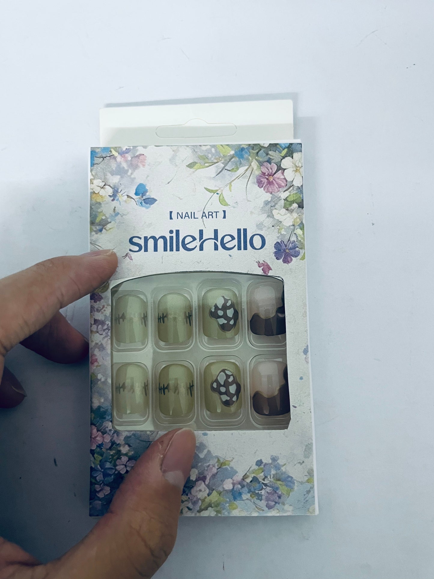 smileHello False nails Short Length Press on Nails, Artificial Acrylic Fake Nails for Women, 24PCS Full Cover Reusable False Nails Kits, Glue on Nails Fake Nails for Nail Art