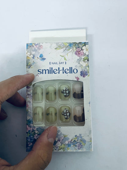 smileHello False nails Short Length Press on Nails, Artificial Acrylic Fake Nails for Women, 24PCS Full Cover Reusable False Nails Kits, Glue on Nails Fake Nails for Nail Art