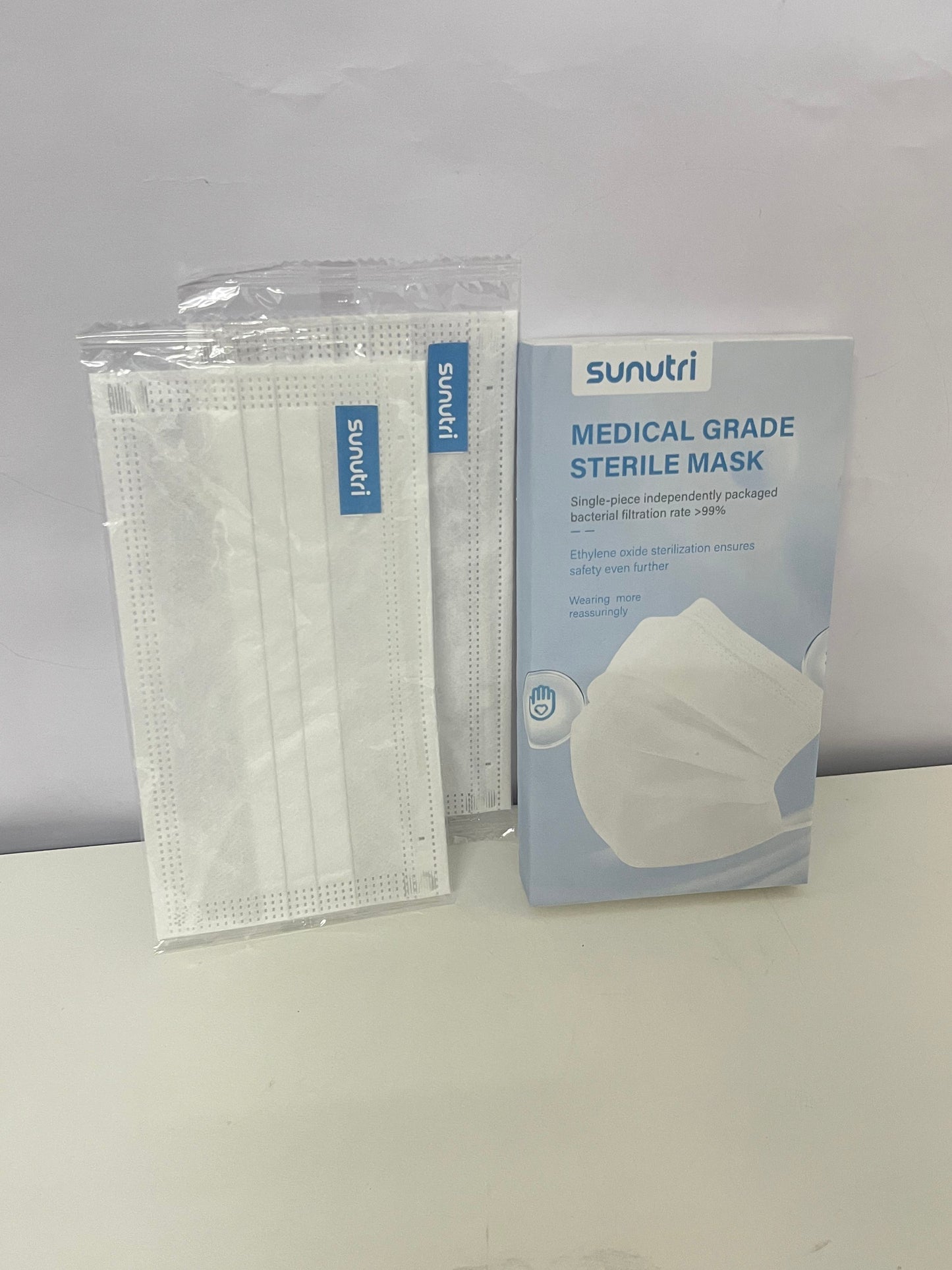 sunutri Disposable Medical Masks - Single-Piece Sterile Packaging, High Filtration Efficiency, Soft Ear Loops for Daily Protection