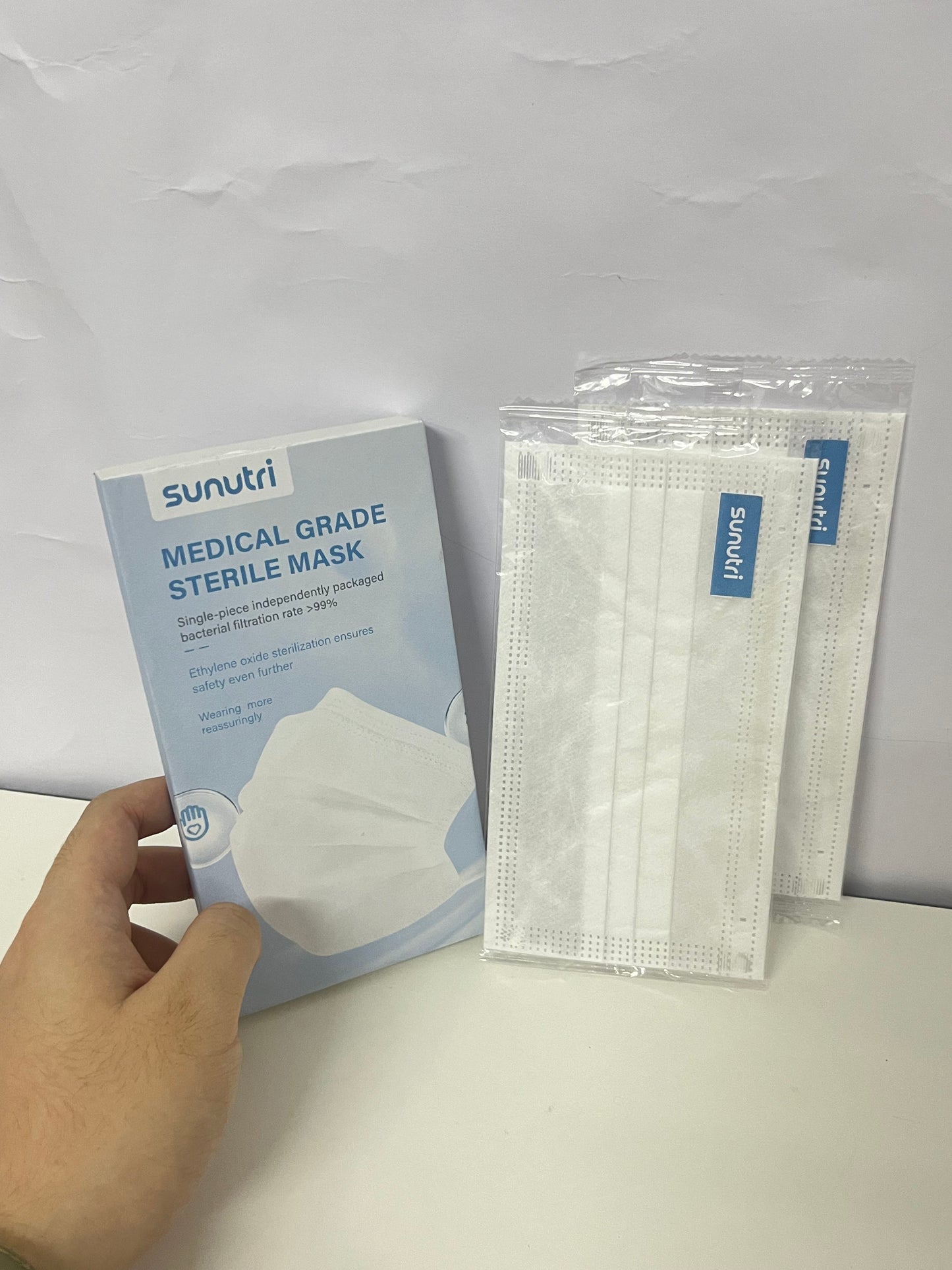 sunutri Disposable Medical Masks - Single-Piece Sterile Packaging, High Filtration Efficiency, Soft Ear Loops for Daily Protection