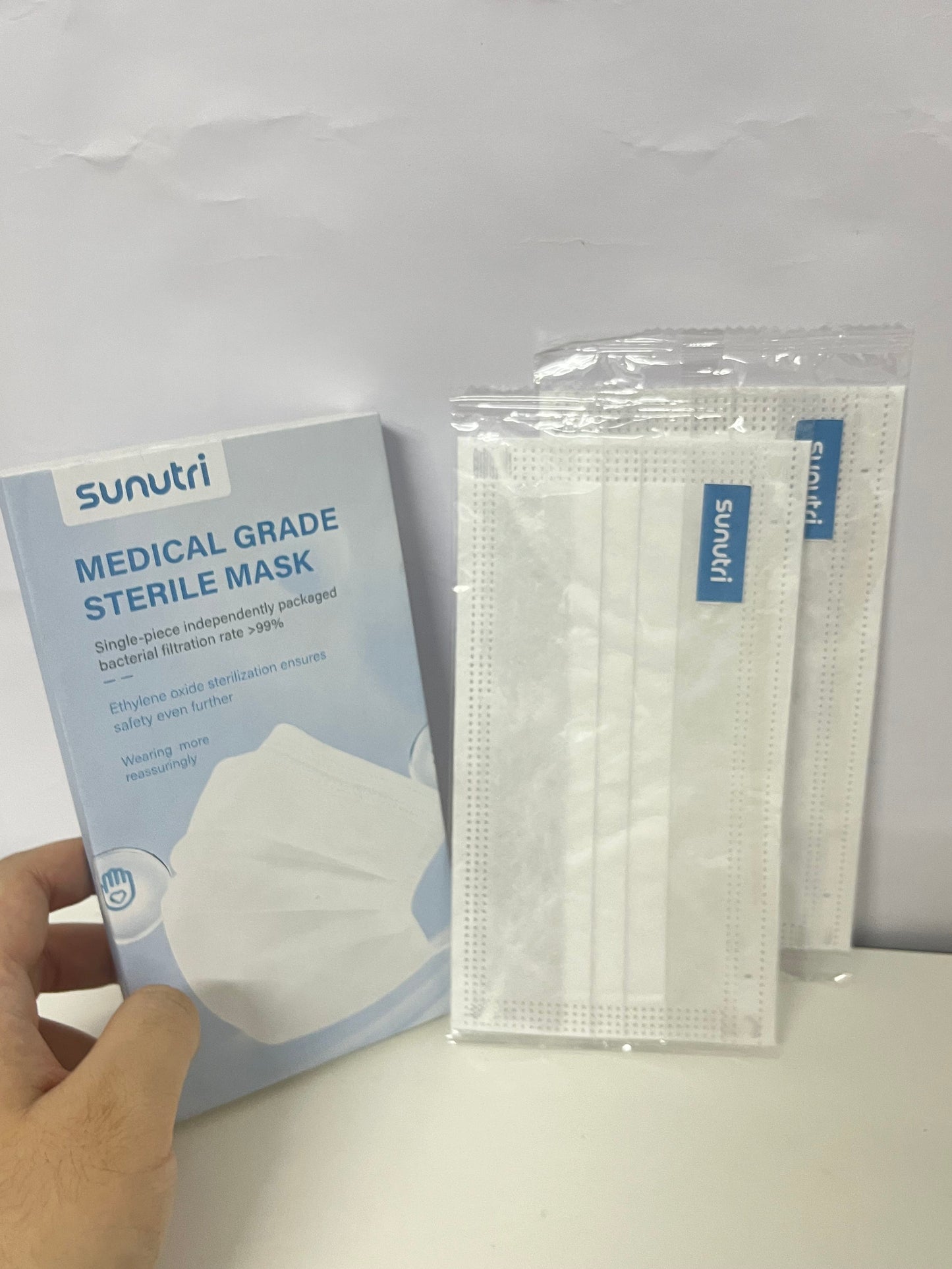 sunutri Disposable Medical Masks - Single-Piece Sterile Packaging, High Filtration Efficiency, Soft Ear Loops for Daily Protection