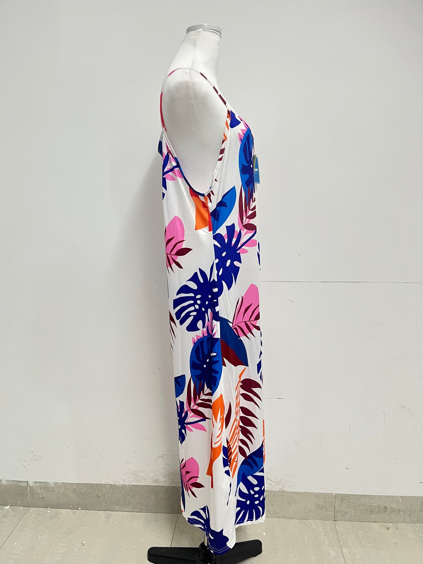 utopiangle Dresses Tropical Plant Printed Slip Maxi Dress Vacation Style Comfortable & Skin-Friendly Eye-Catching Item for Summer Outfits