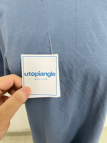 utopiangle Haze Blue Loose Short-Sleeve T-Shirt Minimalist & Casual Comfortable & Skin-Friendly Essential Versatile Item for Daily Outfits