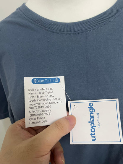 utopiangle Haze Blue Loose Short-Sleeve T-Shirt Minimalist & Casual Comfortable & Skin-Friendly Essential Versatile Item for Daily Outfits