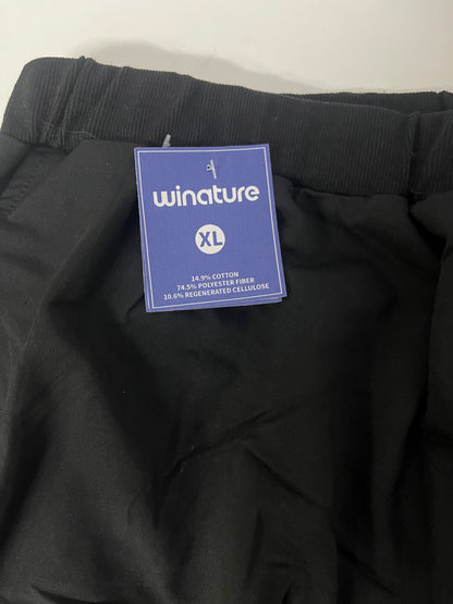winature Solid Black Pants: Soft Blended Fabric Elastic-Waist Bottoms for Daily Comfort & Versatile Matching