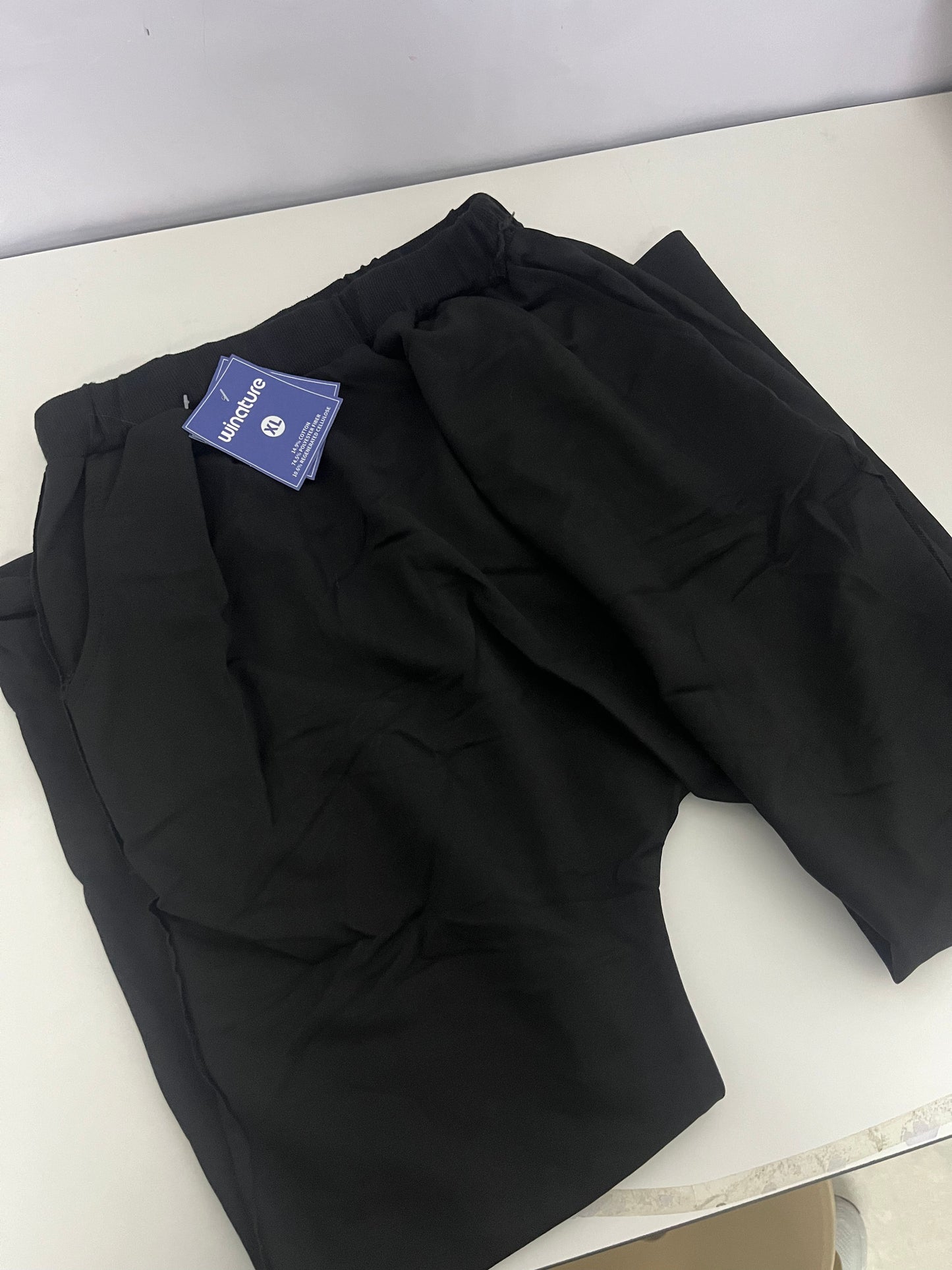 winature Solid Black Pants: Soft Blended Fabric Elastic-Waist Bottoms for Daily Comfort & Versatile Matching
