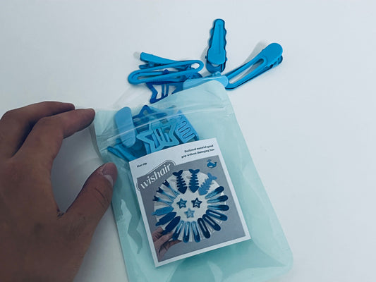 wishair Blue Hair Clips - Whale & Star Shapes, Gentle Grip for Cute Hairstyles