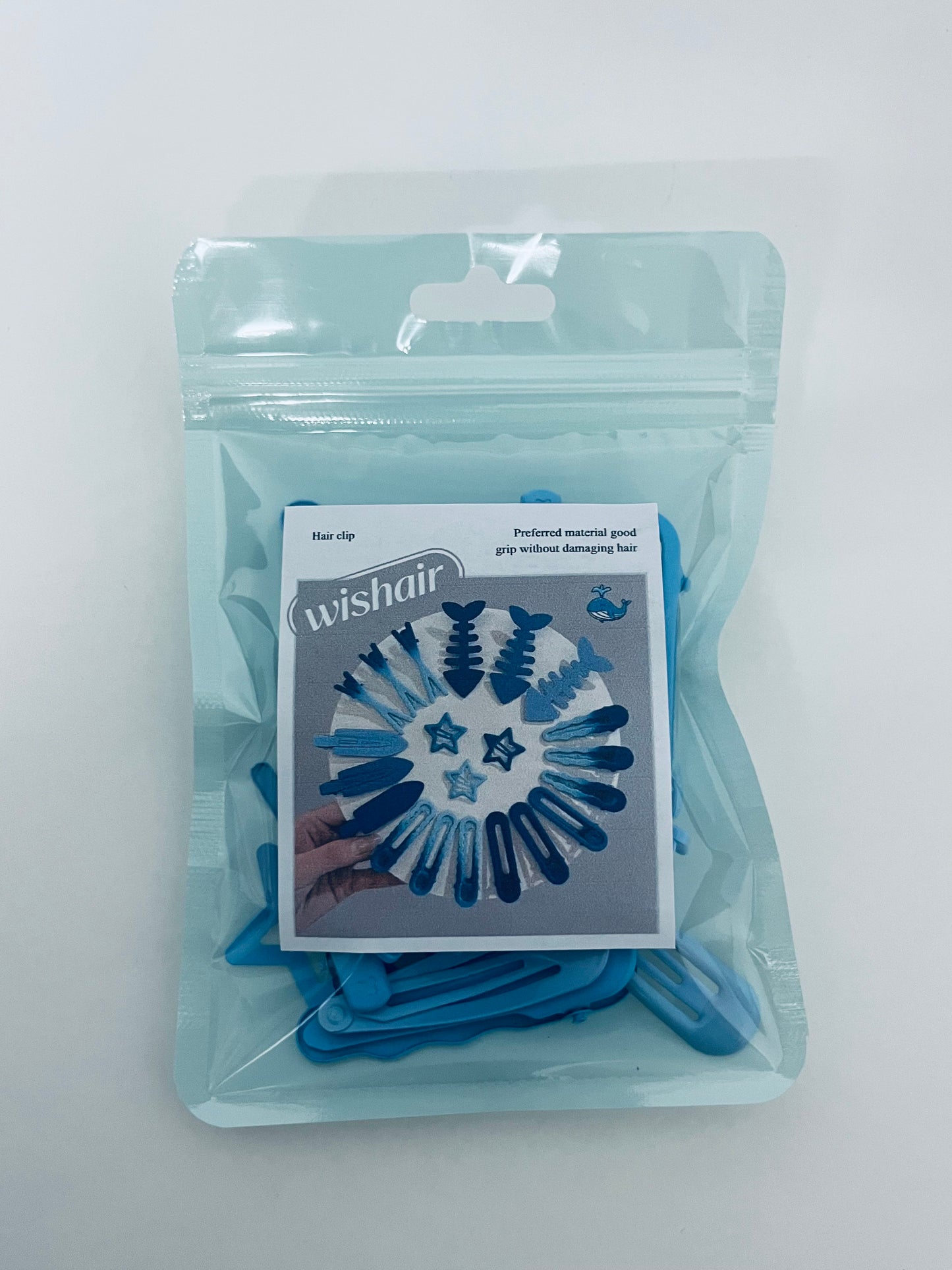 wishair Blue Hair Clips - Whale & Star Shapes, Gentle Grip for Cute Hairstyles