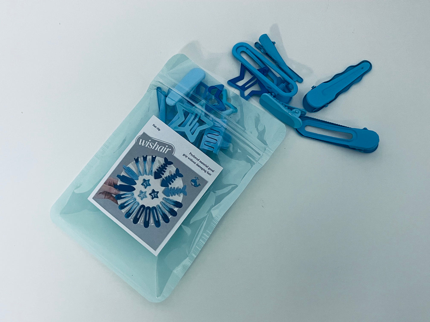 wishair Blue Hair Clips - Whale & Star Shapes, Gentle Grip for Cute Hairstyles