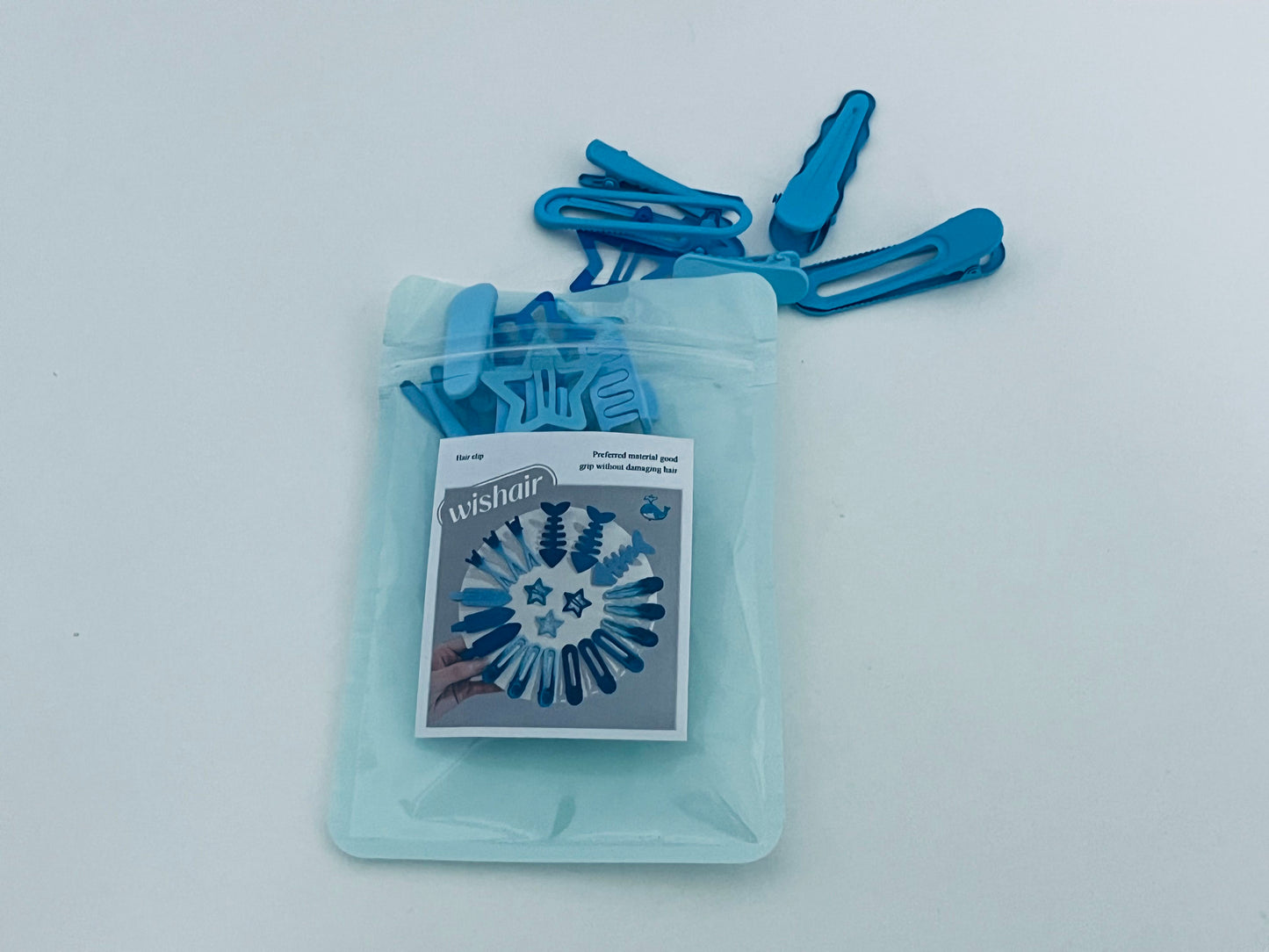 wishair Blue Hair Clips - Whale & Star Shapes, Gentle Grip for Cute Hairstyles
