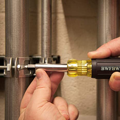 BWFBWF 32557 Multi-Bit Screwdriver / Nut Driver, Heavy Duty 10-in-1 with Interchangable Shafts and Ph, Sl, Sq, Hex Bits and Nut Drivers