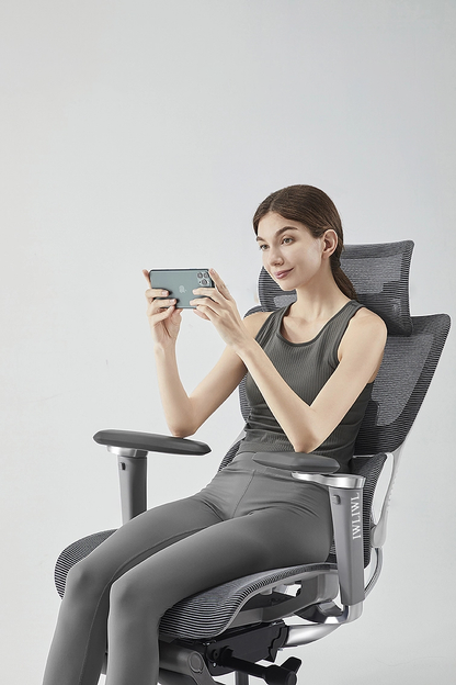 IWLIWL Ergonomic Office Chair Computer Desk Chiar Mesh High Back Desk Chair with 4D Armrest 3D Headrest, Mesh Computer Chair with Adjustable Lumbar Support, Rocking Executive Swivel Chair for Home