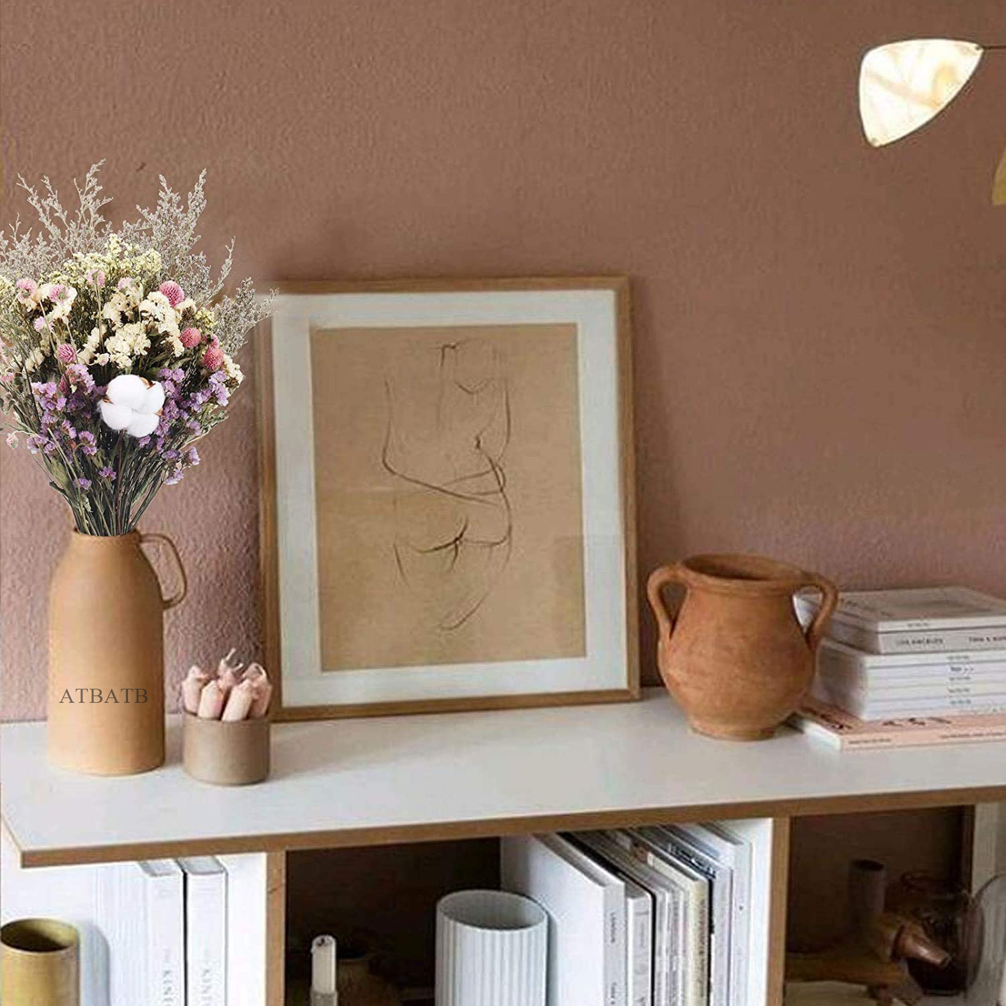 ATBATB Dried flowers for decoration Natural Dried Flowers Bouquet Dried Cotton Stem Lover Grass Gypsophila Myosotis Sylvatica Farmhouse Artificial Flowers for Filler Floral Arrangement DIY Home Party Decor