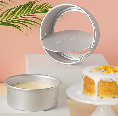 KGBKGB Round Cake Moulds Set - 4" 6" 8" Aluminium Cake Moulds with Removable Base Round Cake Moulds for Wedding Birthday Party