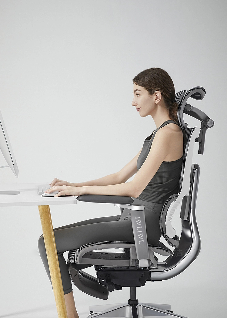IWLIWL Ergonomic Office Chair Computer Desk Chiar Mesh High Back Desk Chair with 4D Armrest 3D Headrest, Mesh Computer Chair with Adjustable Lumbar Support, Rocking Executive Swivel Chair for Home