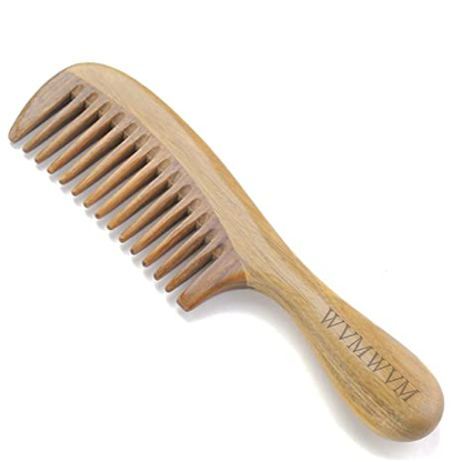 WVMWVM Handmade 100% Natural Green Sandalwood Hair Combs - Anti-Static Sandalwood Scent Natural Hair Detangler Wooden Comb (Wide Tooth)