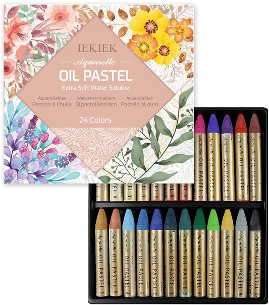 IEKIEK Oil pastels Non Toxic Soft Water Soluble Oil Pastels for Artist and Professional (24 Colors)