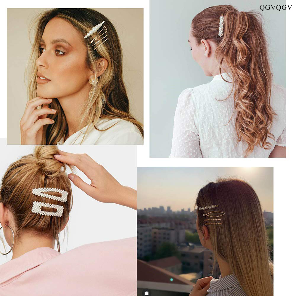 QGVQGV Hair clips Fashion Hair Clips Set, 20 PCS Pearls Hair Clips Acrylic Resin Hair Barrettes for Thick Hair,Hair Clip Hairpins for Women Girls Headwear Styling Tools