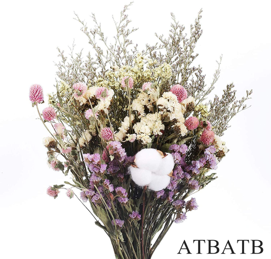 ATBATB Dried flowers for decoration Natural Dried Flowers Bouquet Dried Cotton Stem Lover Grass Gypsophila Myosotis Sylvatica Farmhouse Artificial Flowers for Filler Floral Arrangement DIY Home Party Decor
