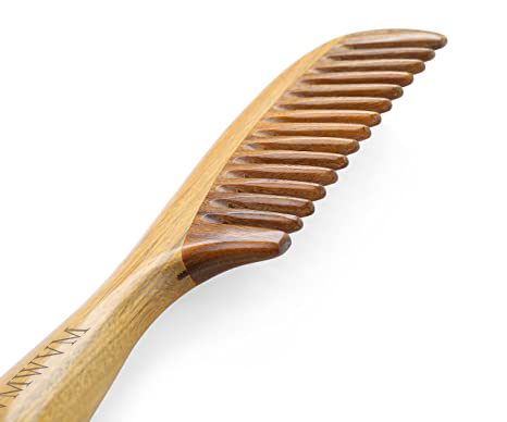 WVMWVM Handmade 100% Natural Green Sandalwood Hair Combs - Anti-Static Sandalwood Scent Natural Hair Detangler Wooden Comb (Wide Tooth)