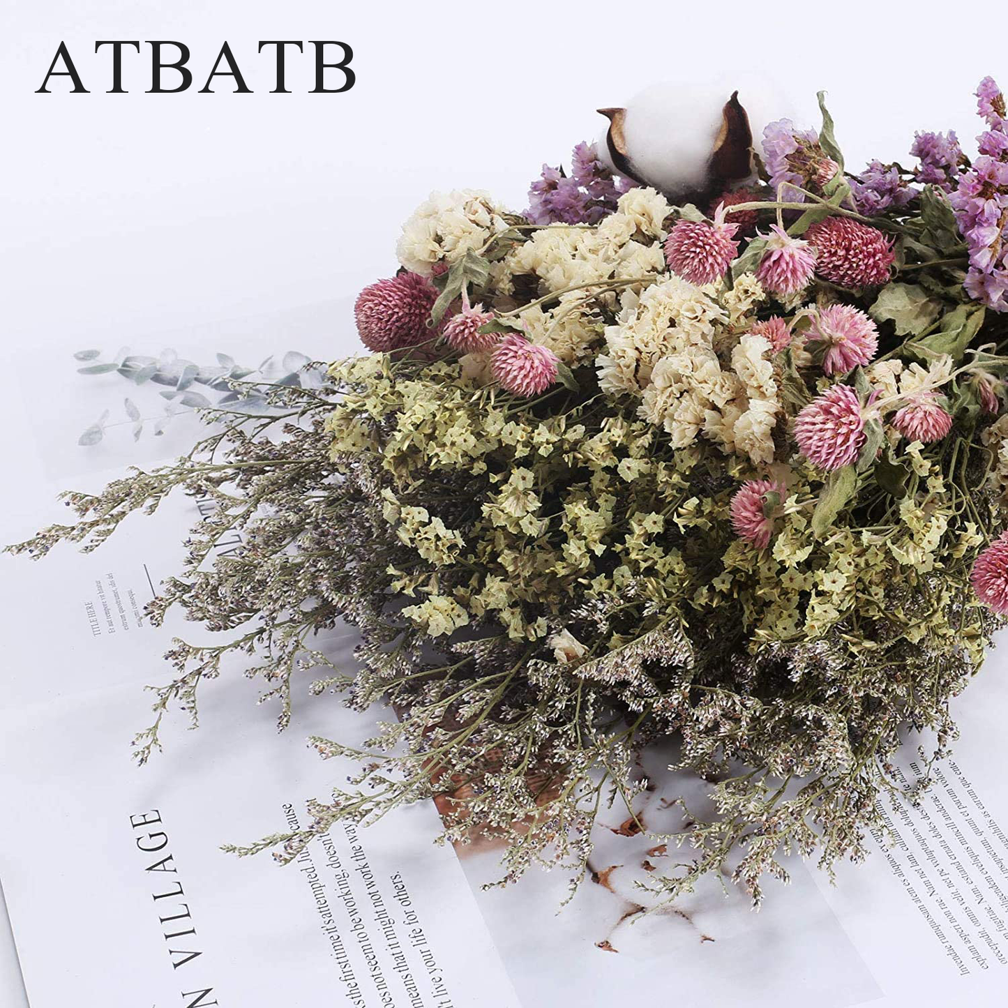 ATBATB Dried flowers for decoration Natural Dried Flowers Bouquet Dried Cotton Stem Lover Grass Gypsophila Myosotis Sylvatica Farmhouse Artificial Flowers for Filler Floral Arrangement DIY Home Party Decor