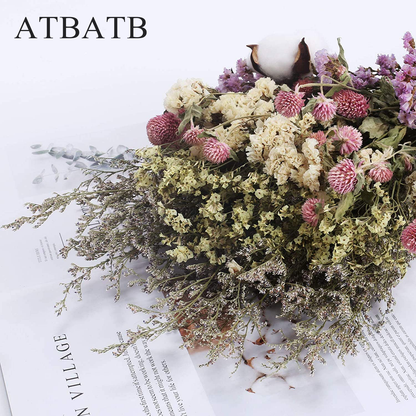 ATBATB Dried flowers for decoration Natural Dried Flowers Bouquet Dried Cotton Stem Lover Grass Gypsophila Myosotis Sylvatica Farmhouse Artificial Flowers for Filler Floral Arrangement DIY Home Party Decor