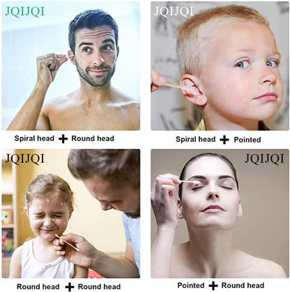 JQIJQI Cotton Swabs for medical use 2000 Count, Double Round, Pointed Natural Cotton Buds with Strong Wooden Sticks Biodegradable Organic Cotton Swab for Ears with Storage Box