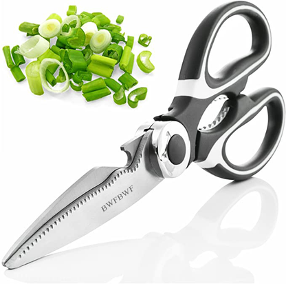 Kitchen Shears by BWFBWF - Lifetime Replacement Warranty- Includes Seafood Scissors As a Bonus - Heavy Duty Stainless Steel Multipurpose Ultra Sharp Utility Scissors