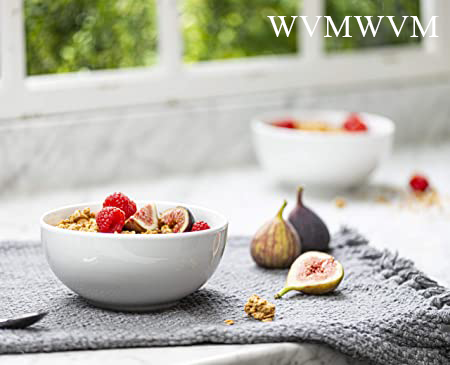 By WVMWVM, Ceramic Make From bowls, Holds 24 Oz, perfect for cereal, desserts, salads, oatmeal, Set of 6, White.