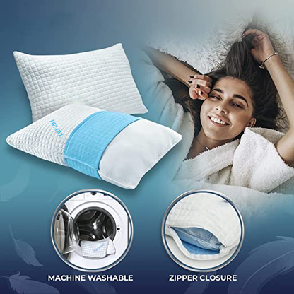 IWLIWL Memory Foam Pillows Queen Size Set of 2 - Cooling Bed Pillows for Sleeping for Stomach, Back and Side Sleeper - Firm Cool Shredded Memory Foam Pillows 2 Pack Queen Pillows Sets - Memory Pillow