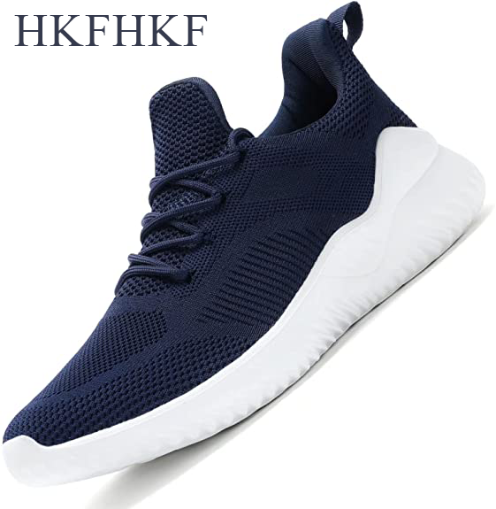 HKFHKF Men's Non Slip Running Shoes Ultra Light Breathable Casual Walking Shoes Fashion Sneakers Mesh Workout Sports Shoes