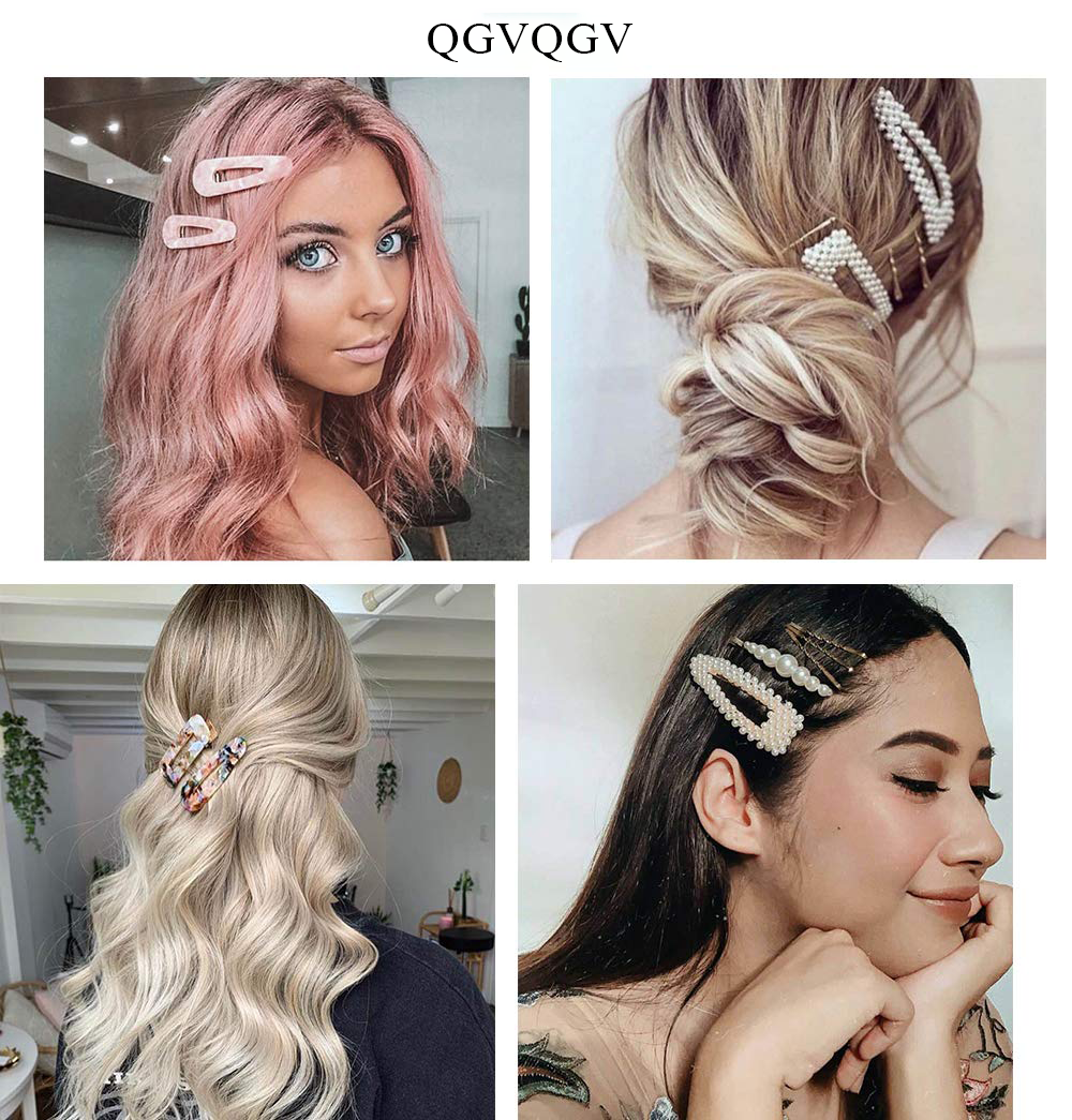 QGVQGV Hair clips Fashion Hair Clips Set, 20 PCS Pearls Hair Clips Acrylic Resin Hair Barrettes for Thick Hair,Hair Clip Hairpins for Women Girls Headwear Styling Tools